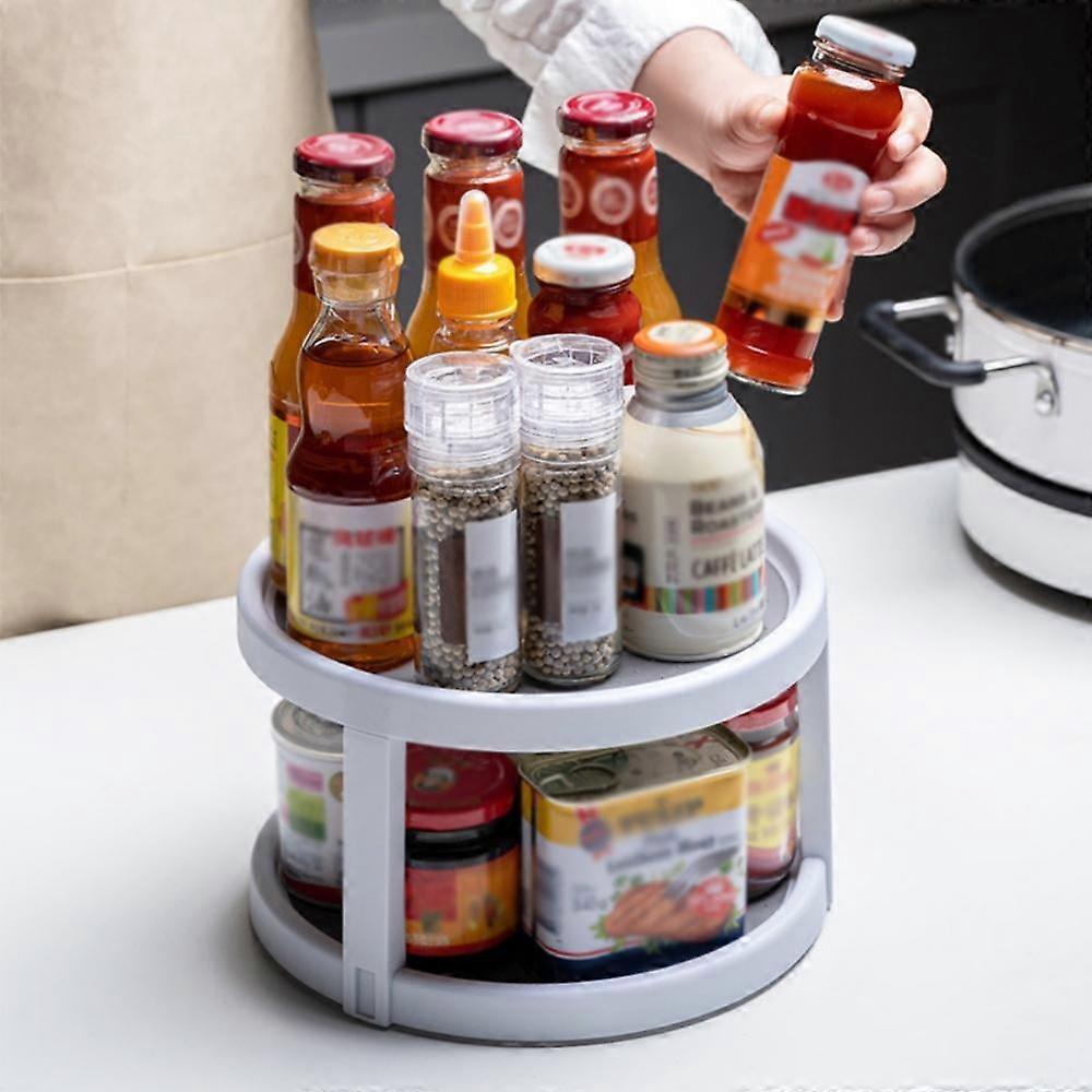 2-Tier Plastic Spice Rack Organizer Turntable