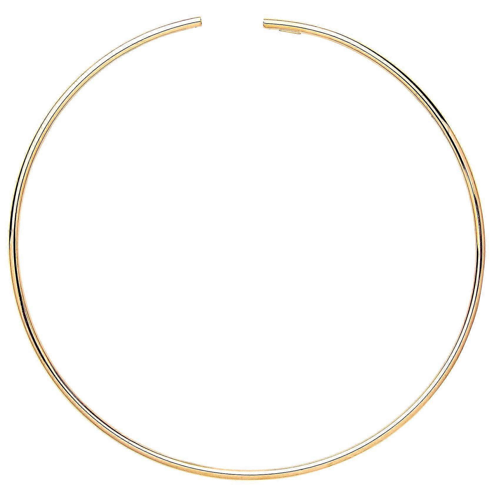 Jewelco London 女士镀黄金纯银弹性管颈圈项链 2mm 14 英寸 + 15mm 间隙