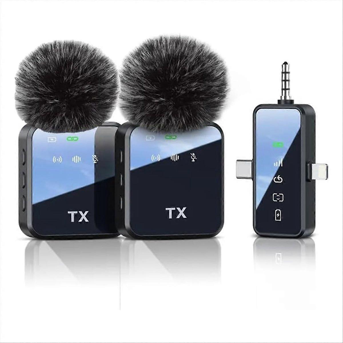3 in 1 Microphone for /Android/Camera, Wireless Lavalier Microphone,for Record Interview,