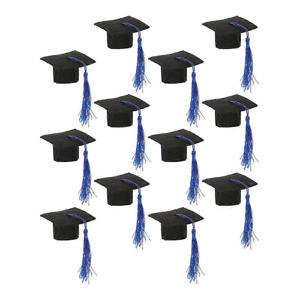 Mini Graduation Cap Covers for Decoration 12Pcs Blue Sets