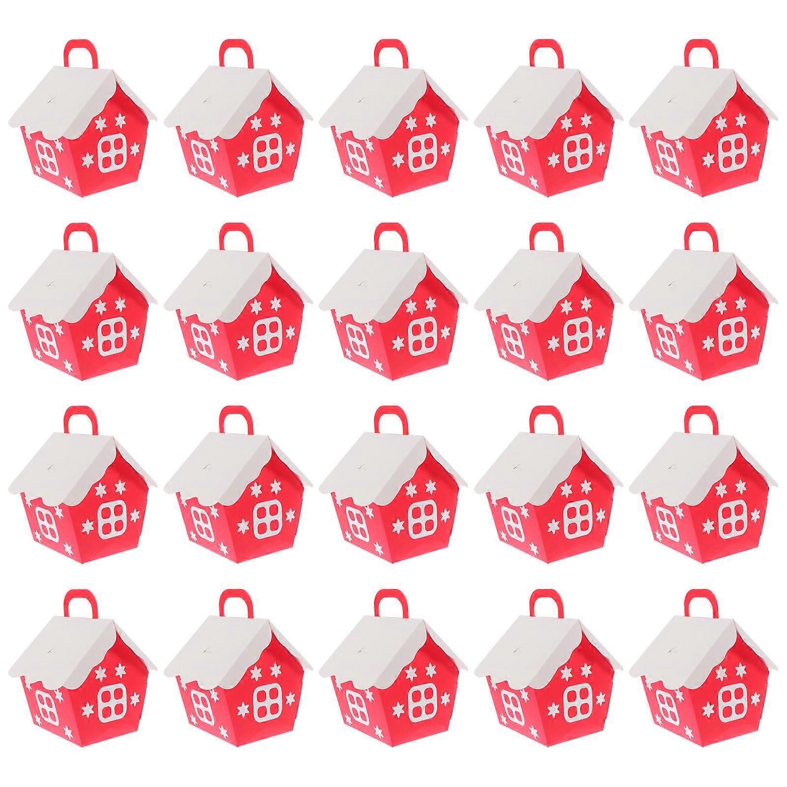 20PCS Creative Christmas House Shape Storage Box Portable Candy Box Gift Box