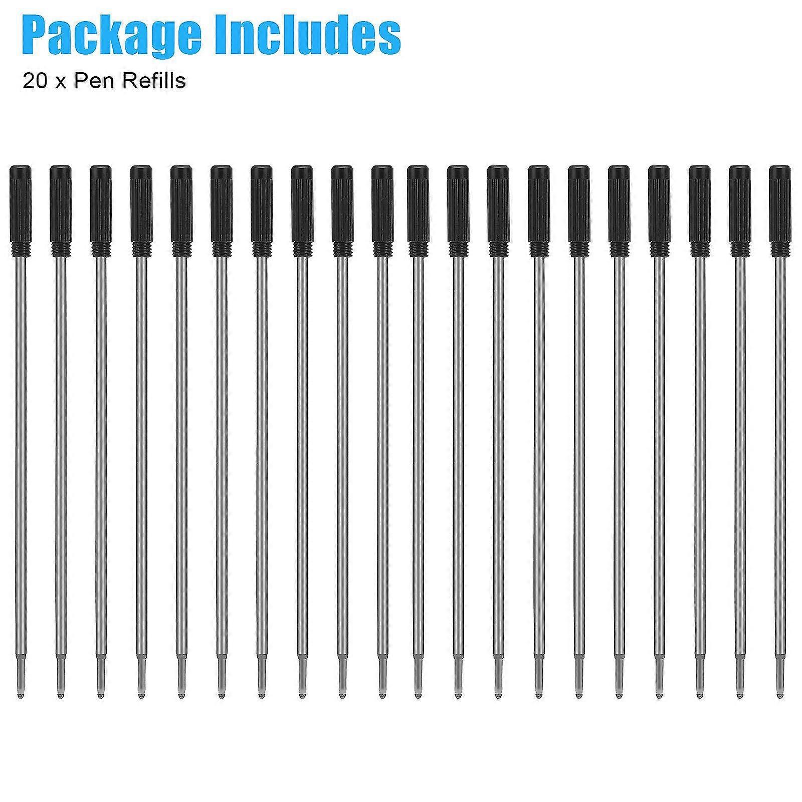 20PCS Cross Compatible Pen Refills 1.0mm Medium Point Smooth Black Ink