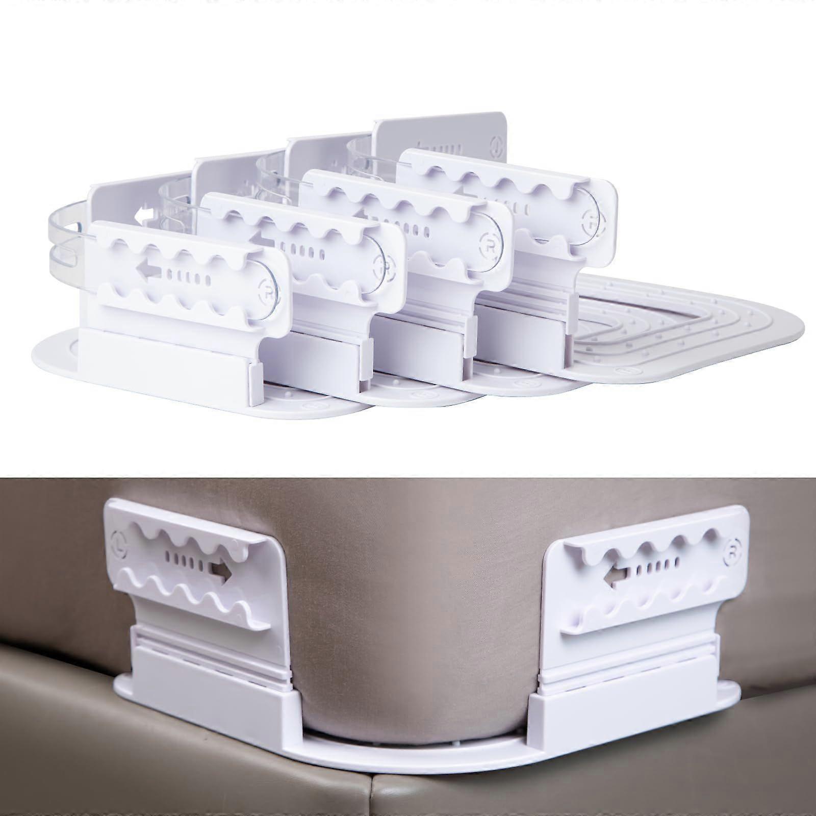 Upgraded Adjustable Height Sheet Holder with Open Corner, Easy One-time Installation (4 pcs, White)