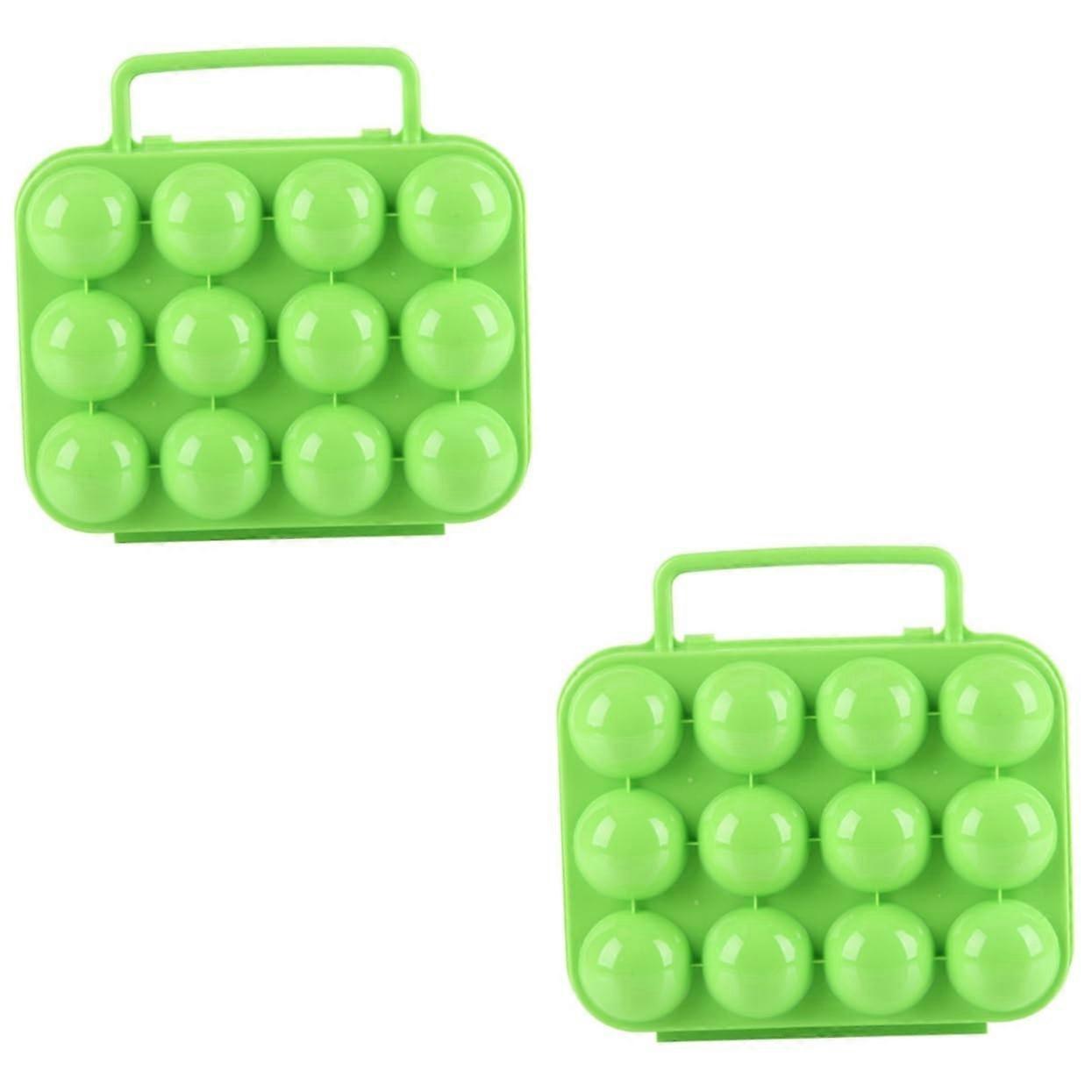 Folding Egg Holder Two Pack With Handle For Refrigerator Camping Storage Box For Eggs