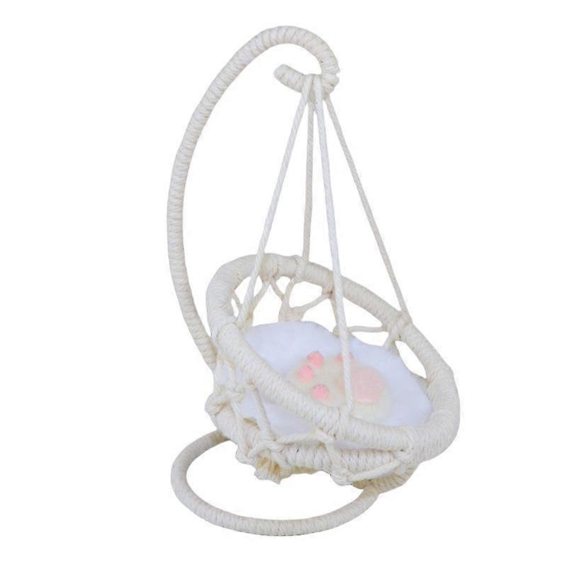 Mini Doll Hanging Chair Eco Friendly Bracket High Strength Rope Realistic Design Space Saving for Dollhouse Display Window Decor