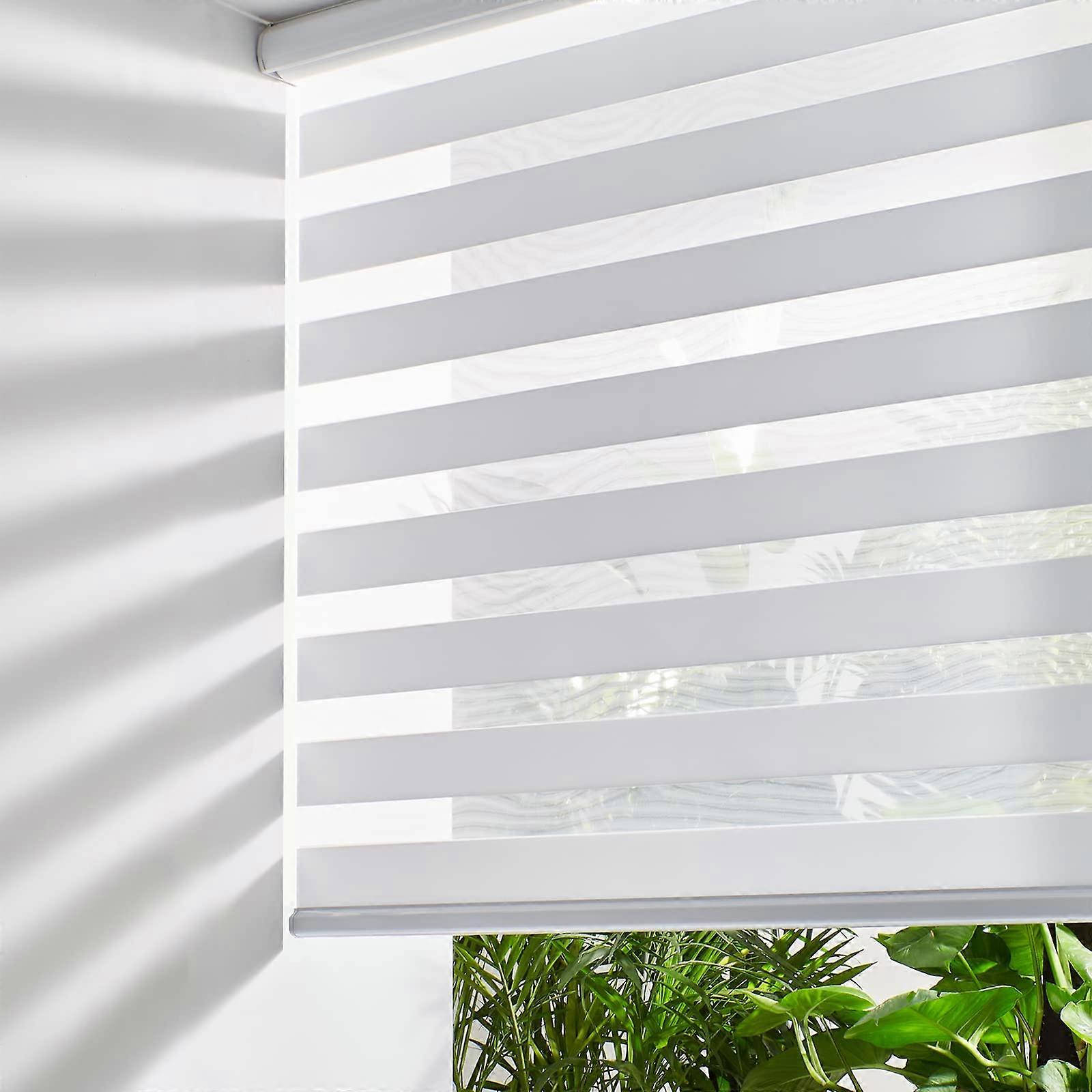 Cordless Zebra Blinds for Windows 72x72 White Dual Layer Light Filtering Day and Night Roller Shades