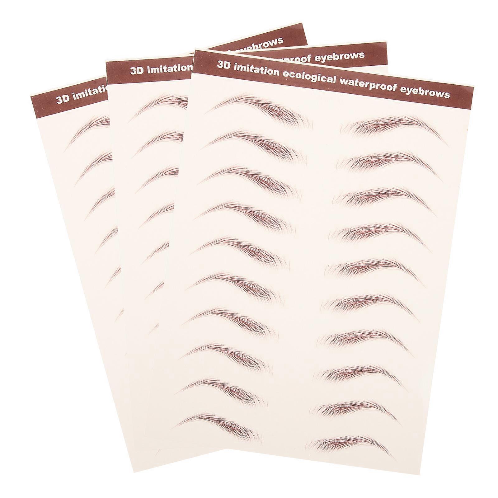 Eyebrow Stickers Light Brown for Grooming Shaping 3 Sheets Durable Waterproof