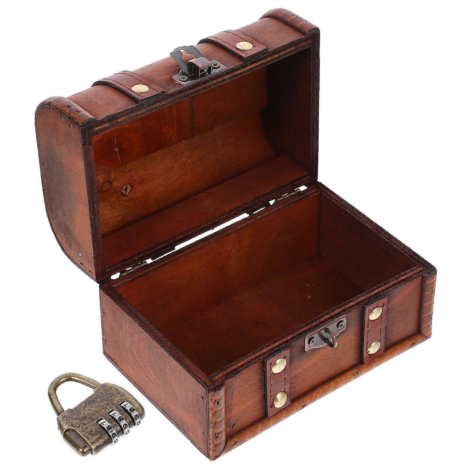 Vintage Wood Box with Password Lock for Trinket Storage 5Pcs Set