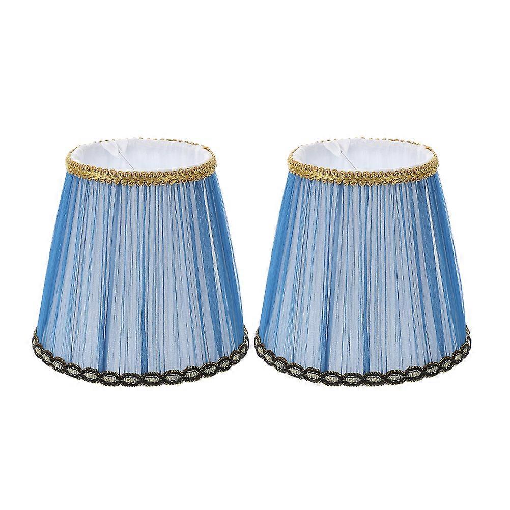 2Pcs Blue Fabric Lampshade Clip on for Table Lamps with Light Blocking
