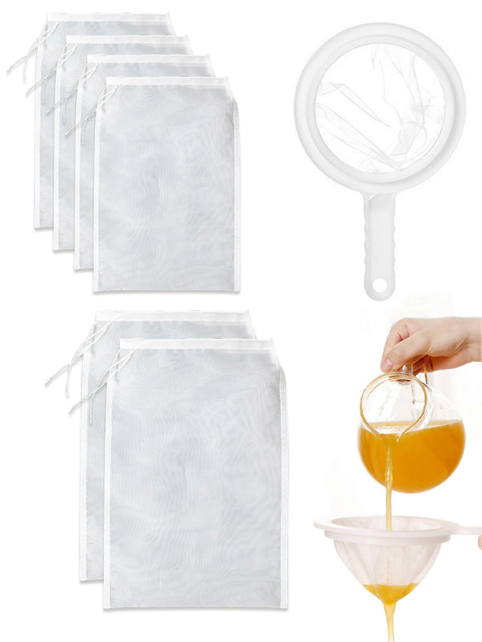 Nut Milk Bag Strainer with Fine Mesh, Reusable Food Grade Nylon for Juice, Cheese, Honey, White