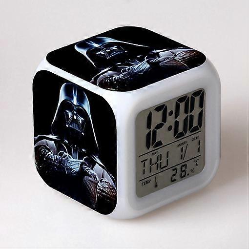 Star Wars alarm clock, student gift, color-changing seven-color alarm clock, square clock