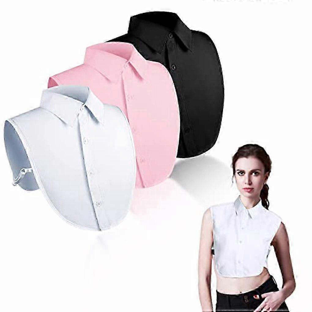 3pcs Fake Collar Solid White Dickey Tops Shirt Comfortable Dressing Men