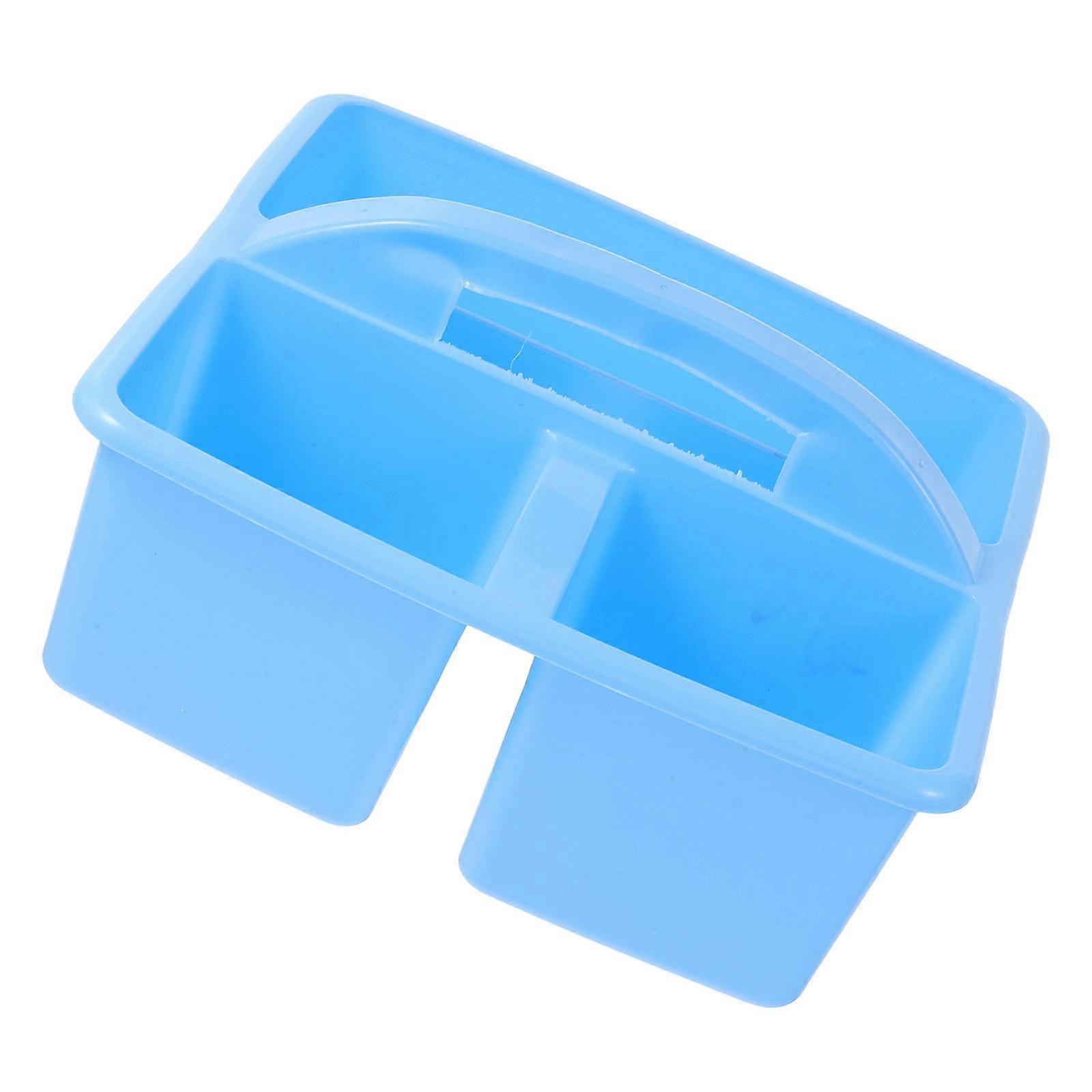 Sky-blue Plastic Tool Basket with Handle for Kids Portable and PE Material 3 Compartments