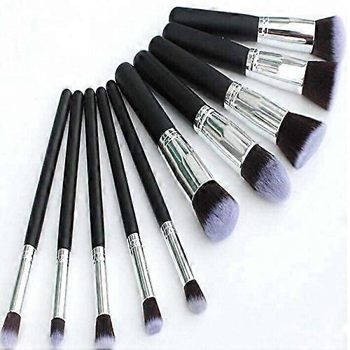 10 Pcs Professional Makeup Brush Set with Soft Silky Bristles and Ergonomic Secure Grip