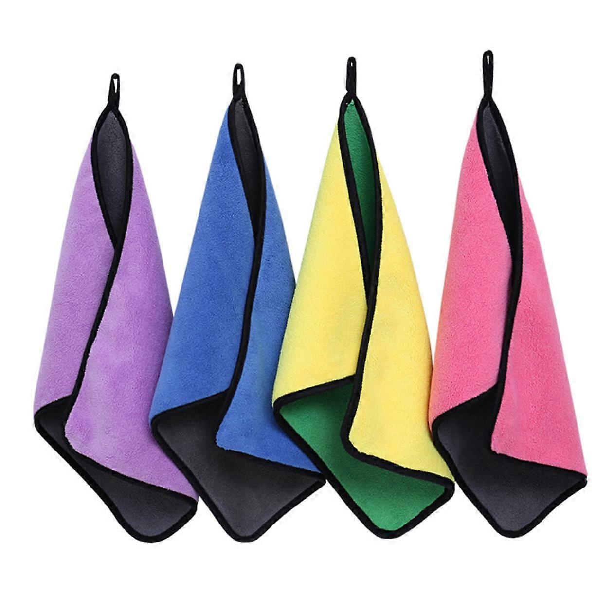 4pcs  Microfiber Car Cleaning Cloths Scratch Quick Dry  Absorption Towels