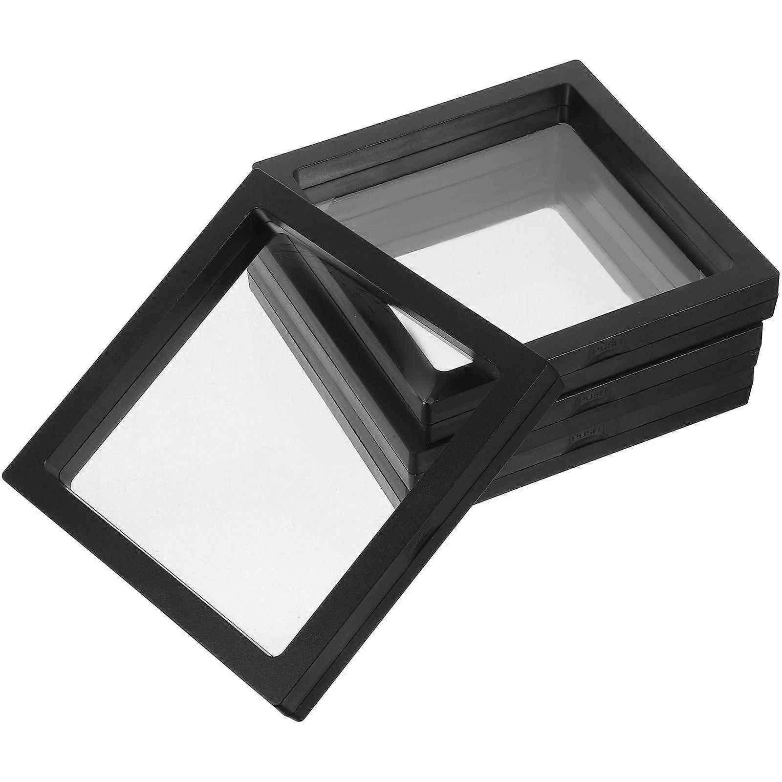 Transparent Floating Ring Display Case for Display 4Pcs Black Color