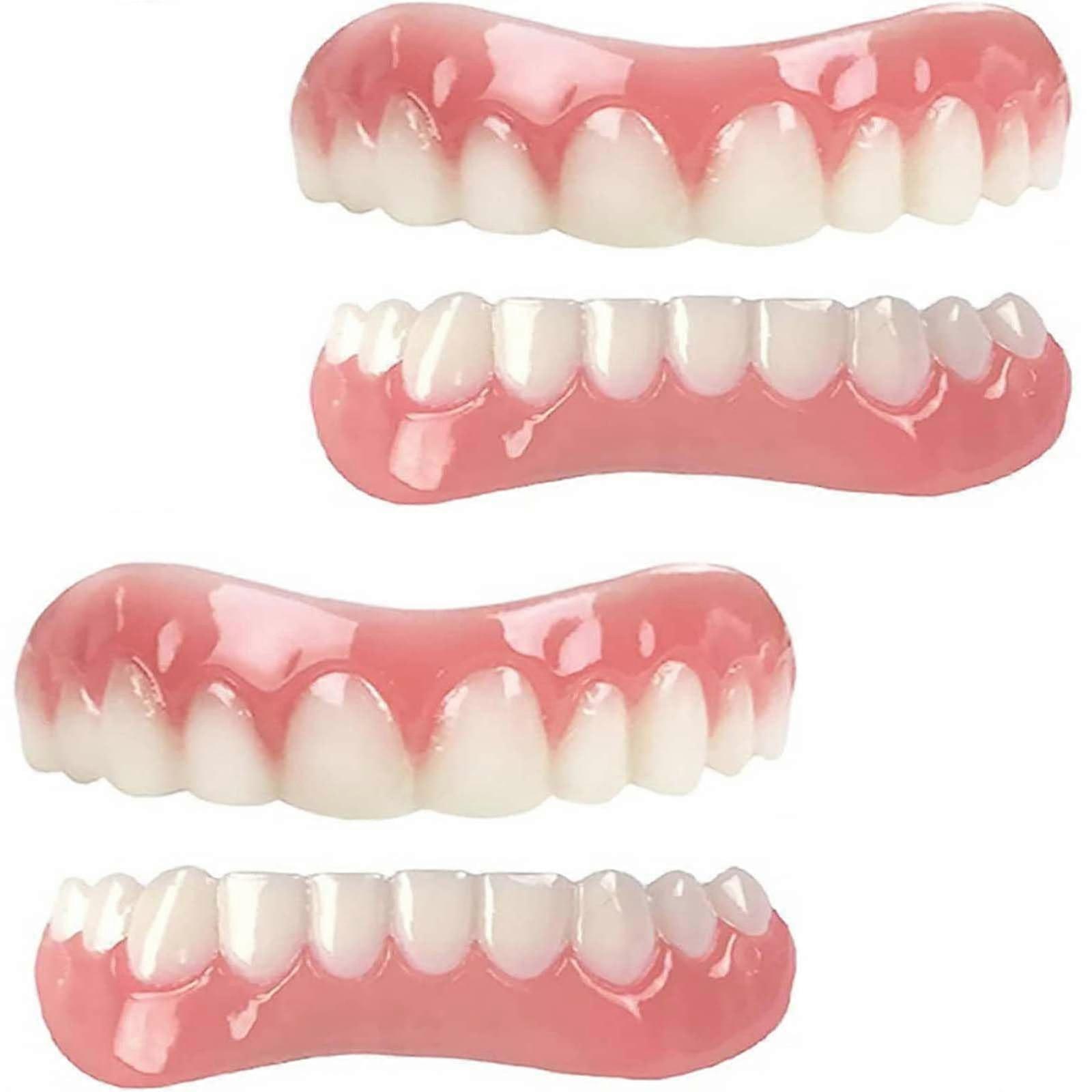 Fake Teeth Cosmetic Veneers for Upper and Lower Teeth Whitening 2PCS