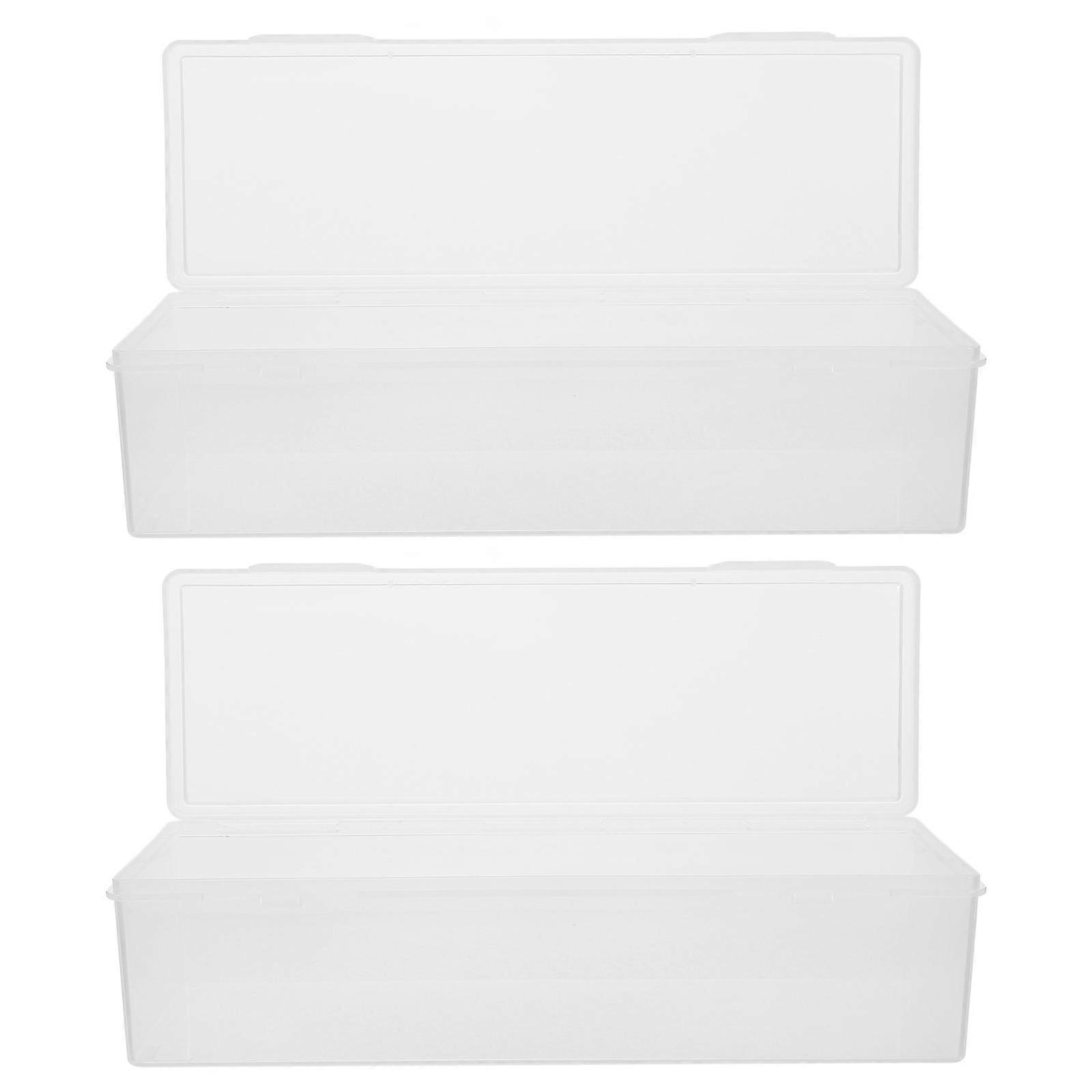 Food Storage Container 2Pcs Rectangular Sealed Food Crisper Boxes White Plastic For Food Preservation