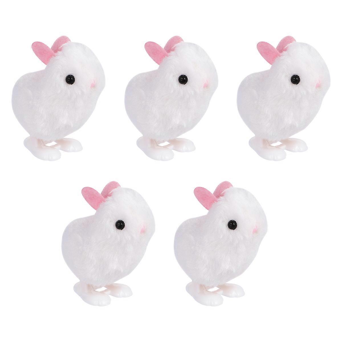 Wind-Up Toys Bouncing Rabbit Clockwork Toys with 5Pcs White Plush Bunny Models
