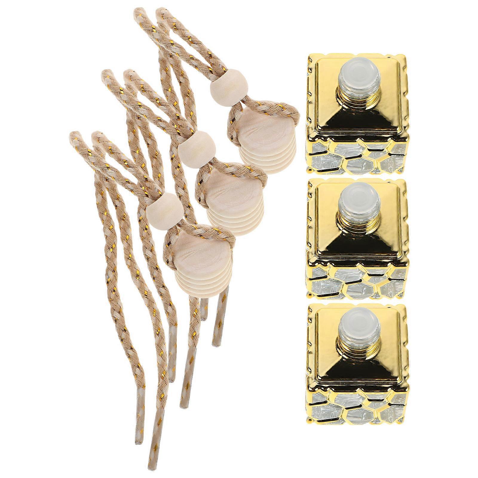 Golden Empty Perfume Bottle for Storage 3Pcs Delicate Aroma Hanging Car Diffuser