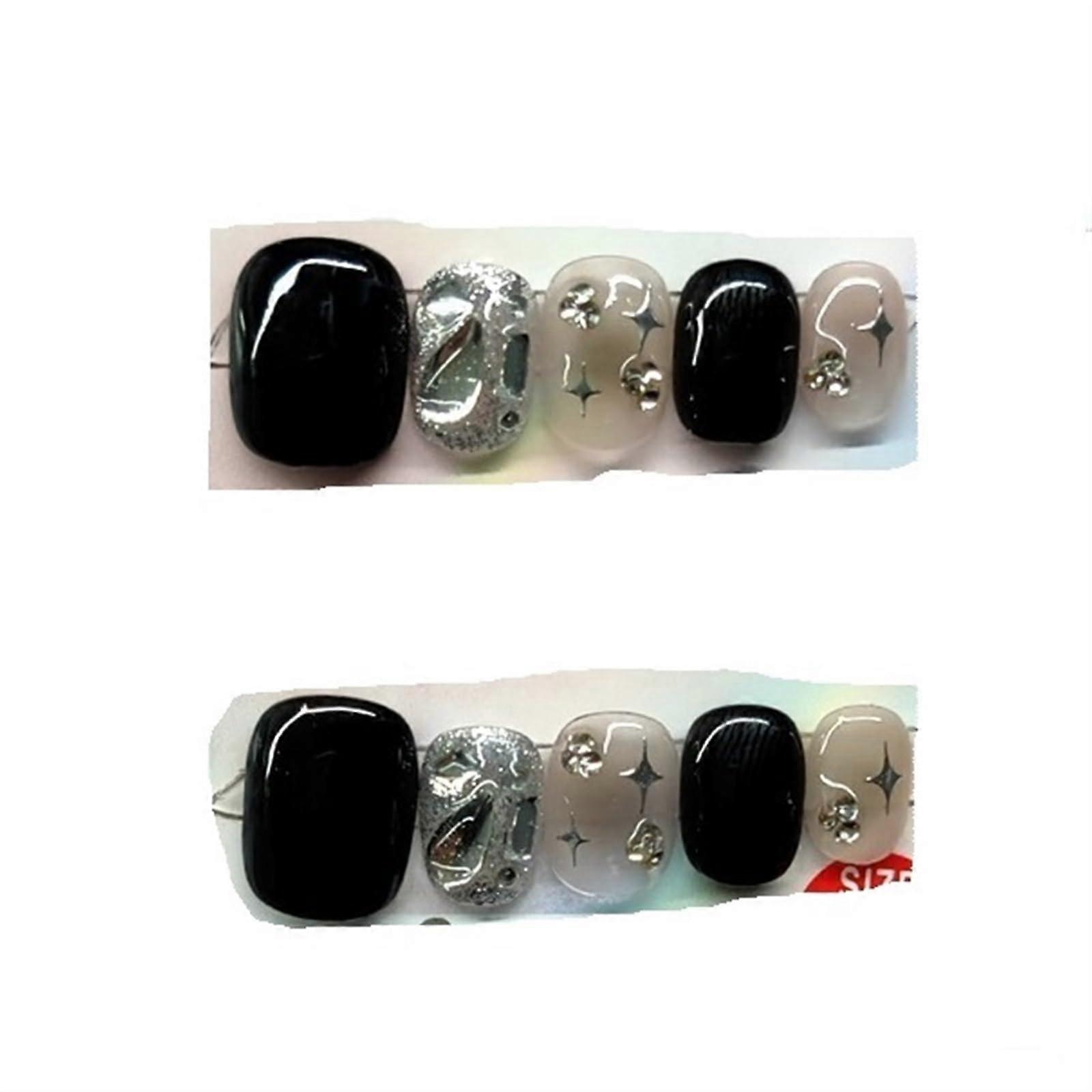 Black Press On Nails Square Acrylic False Nails Fast SalonStyle Manicure Multiple Sizes XS