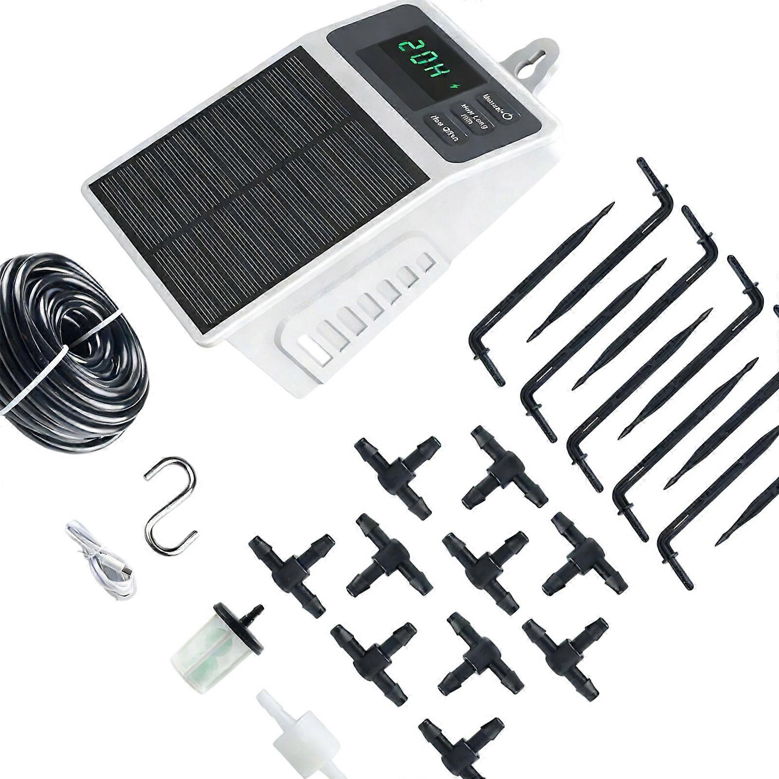 Efficient Solar Automatic Watering Device for Bushes Highlighting 2200mAh Battery USB CREATE Charging IPX5 Evaluated Impermeable Plan Irrigation