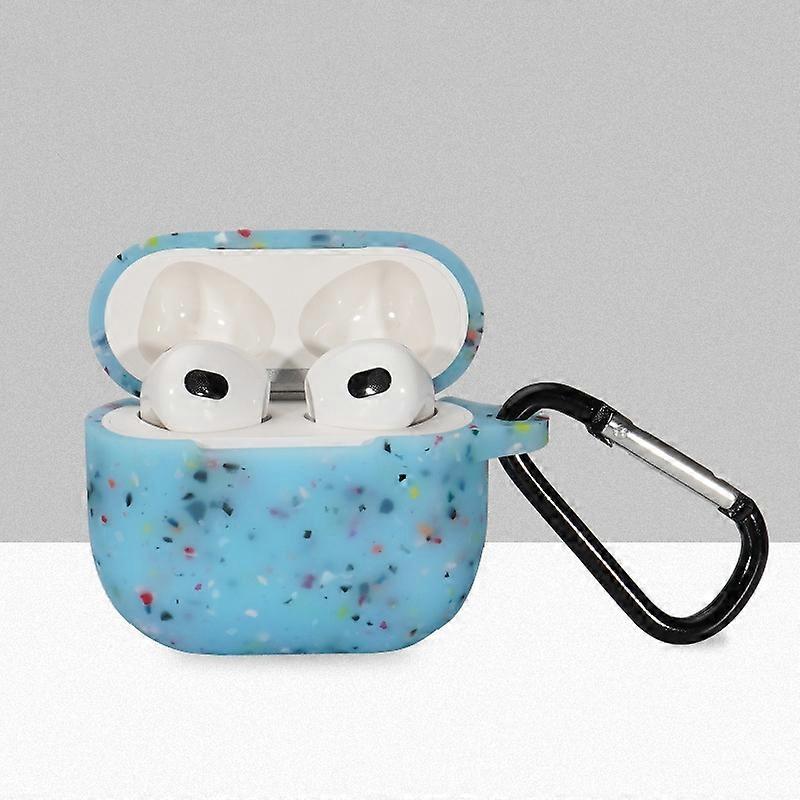 For Apple Airpods 3 Flower Pattern Silicone Case Bluetooth-compatible Earbuds Protective Cover with 