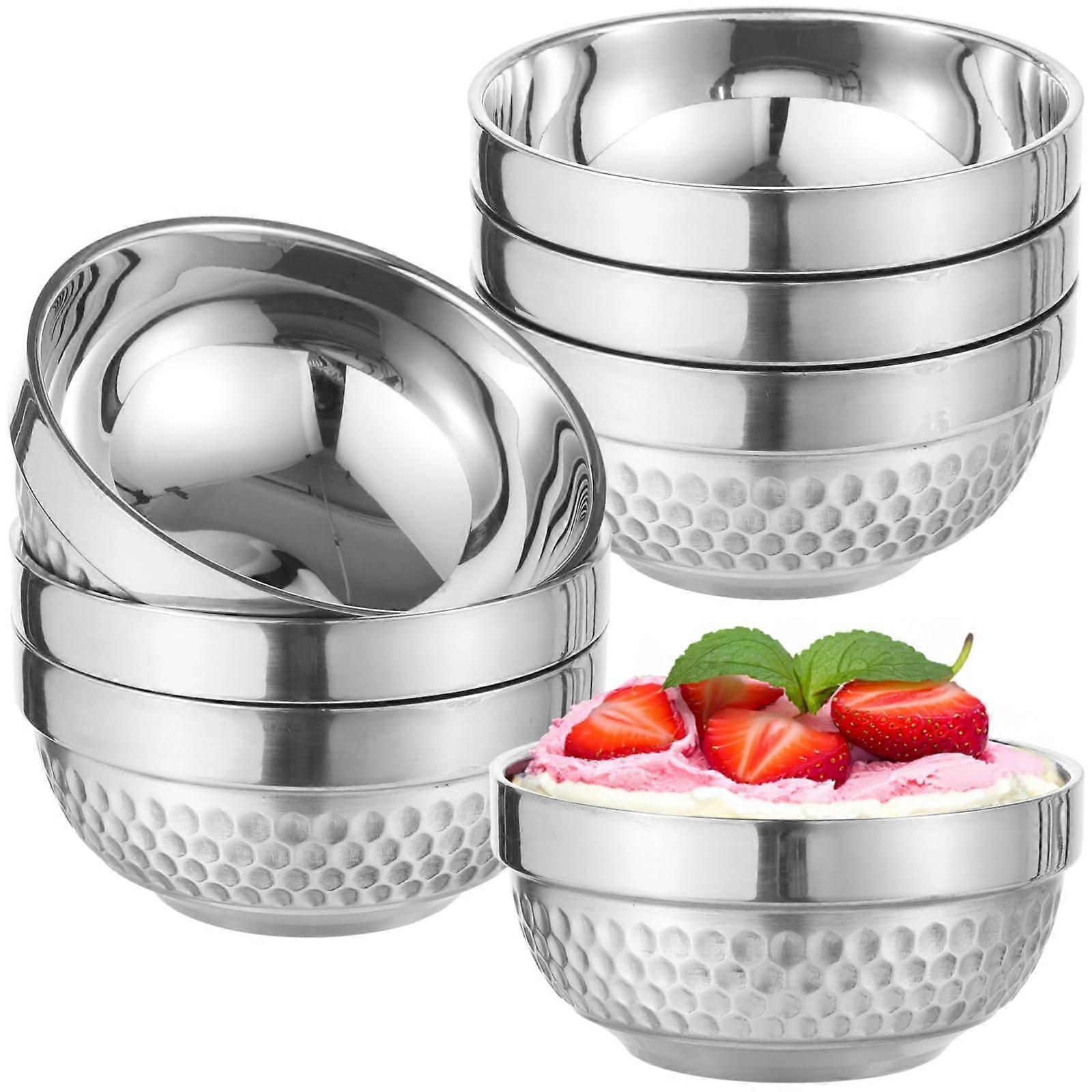 6Pack Stainless Steel Soup Bowls 17 Oz DoubleWall Insulated Stackable Serving Set Dishwasher Safe