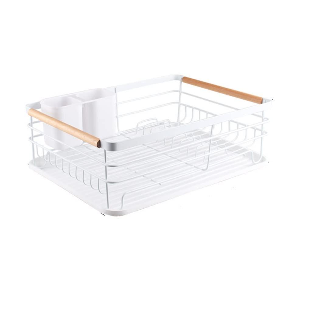 Dish Drying Rack with Utensil Holder, 1Tier White, Removable Drip Tray, SpaceSaving Kitchen Storage