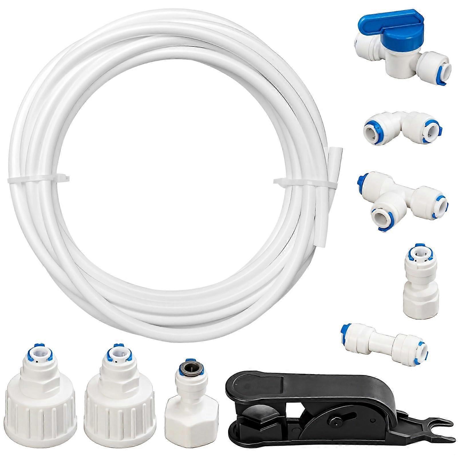 49.2 Ft Refrigerator Water Line Kit for Ice Maker, Universal Quick Install Flexible Tubing Set