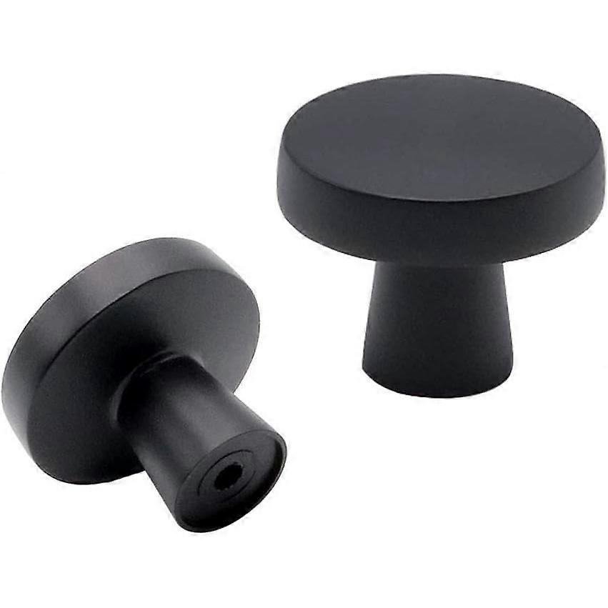 10 Round Knobs for Cabinets, Drawers, and Cupboards (Black)