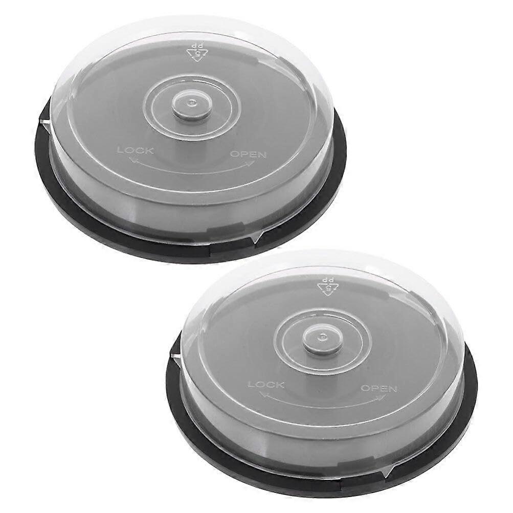 2pcs Round CD DVD Storage Box with Spindle, 10 Disc Capacity Organizer for Scratch Protection