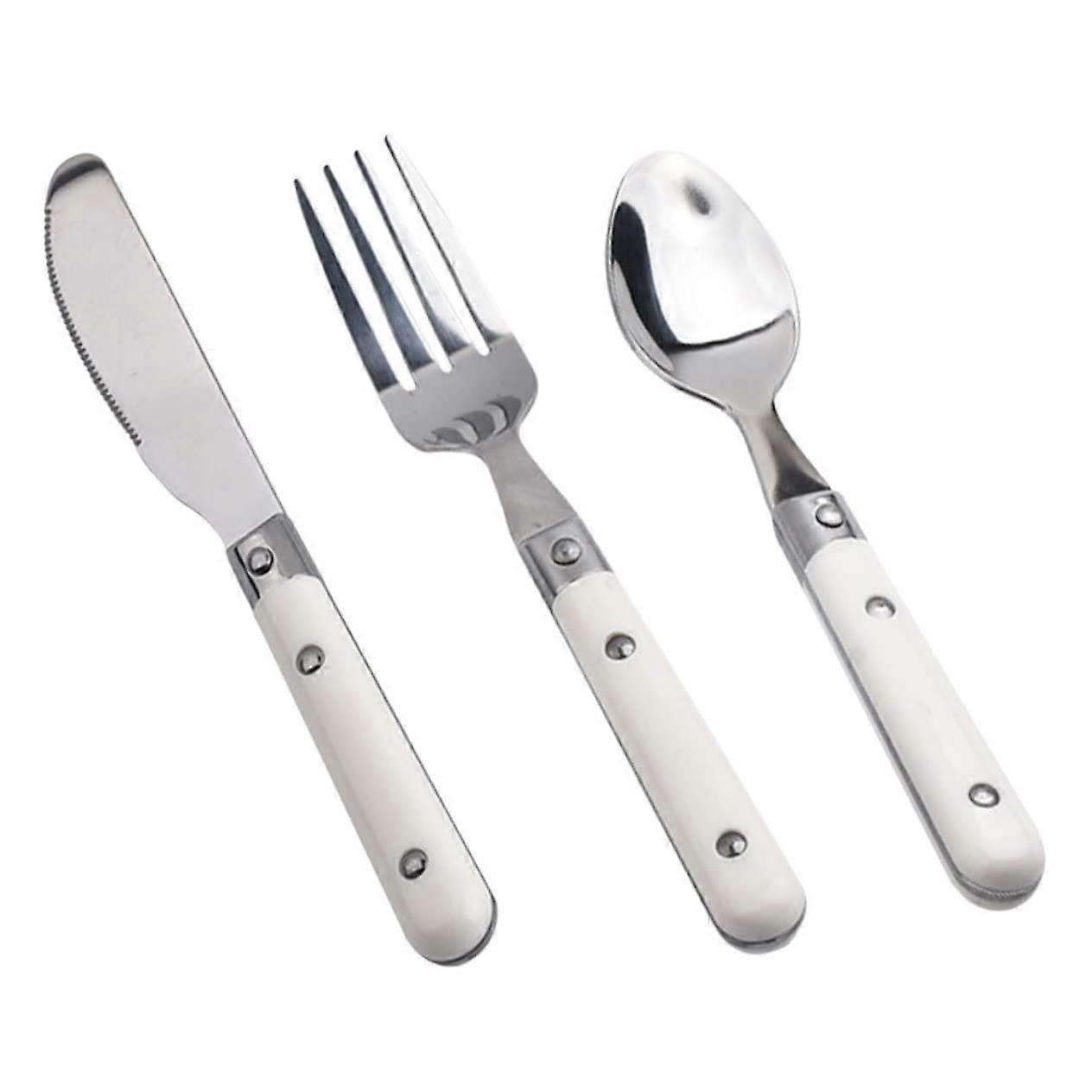 3Pcs Rustproof Stainless Steel Cutlery Set with Fork Knife Spoon, Durable Silverware for Daily Use