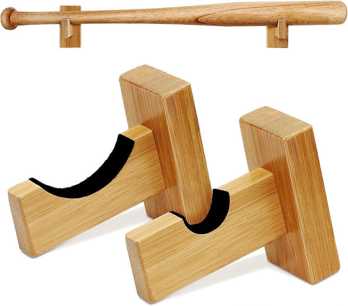 Baseball Bat Display Case Wall Mount Solid Wood Holder with Soft Felt Protection Adjustable Rack