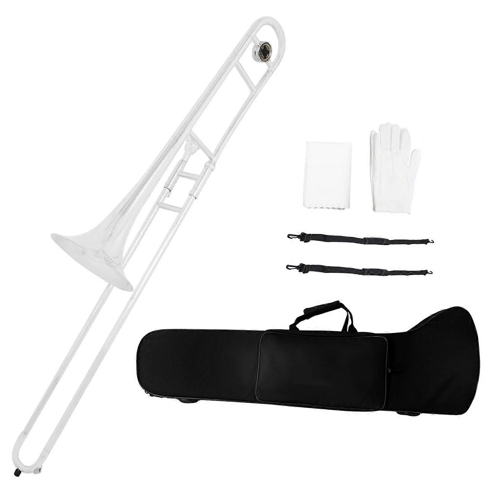 Alto Trombone B Flat Silver Plated Lightweight Design for Beginners with Clear Sound
