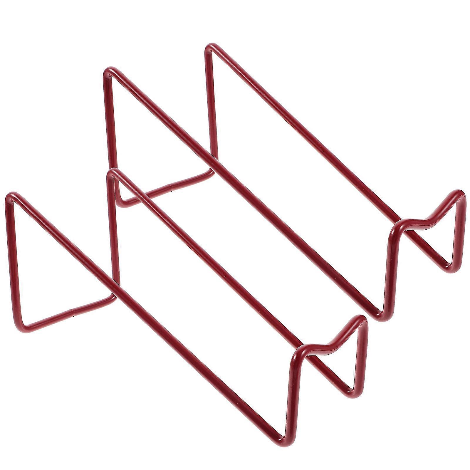Iron Red Rack Holder for Home 2Pcs Countertop Stand
