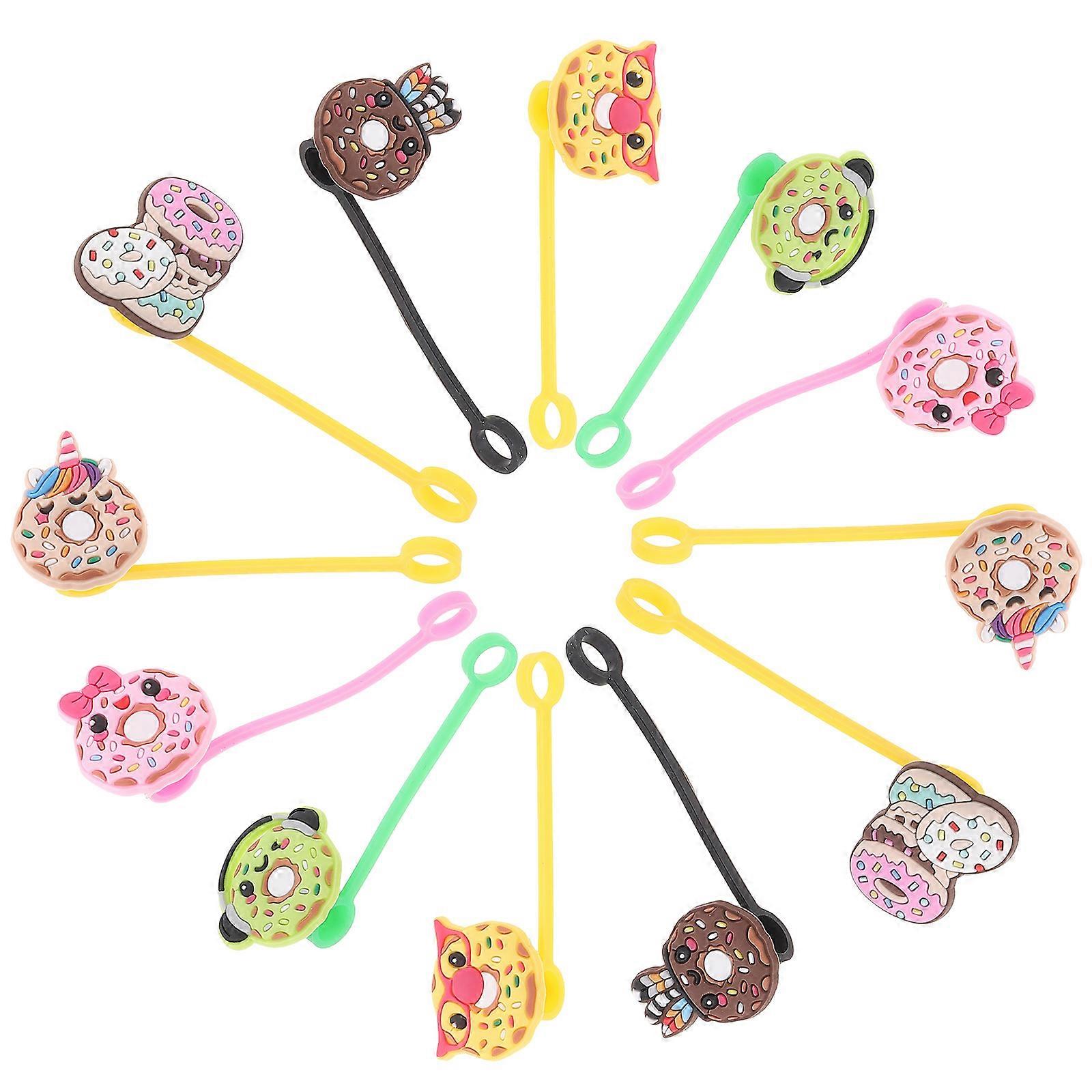 Assorted Color Straw Covers for Straw Use Silicone Caps 12Pcs Set