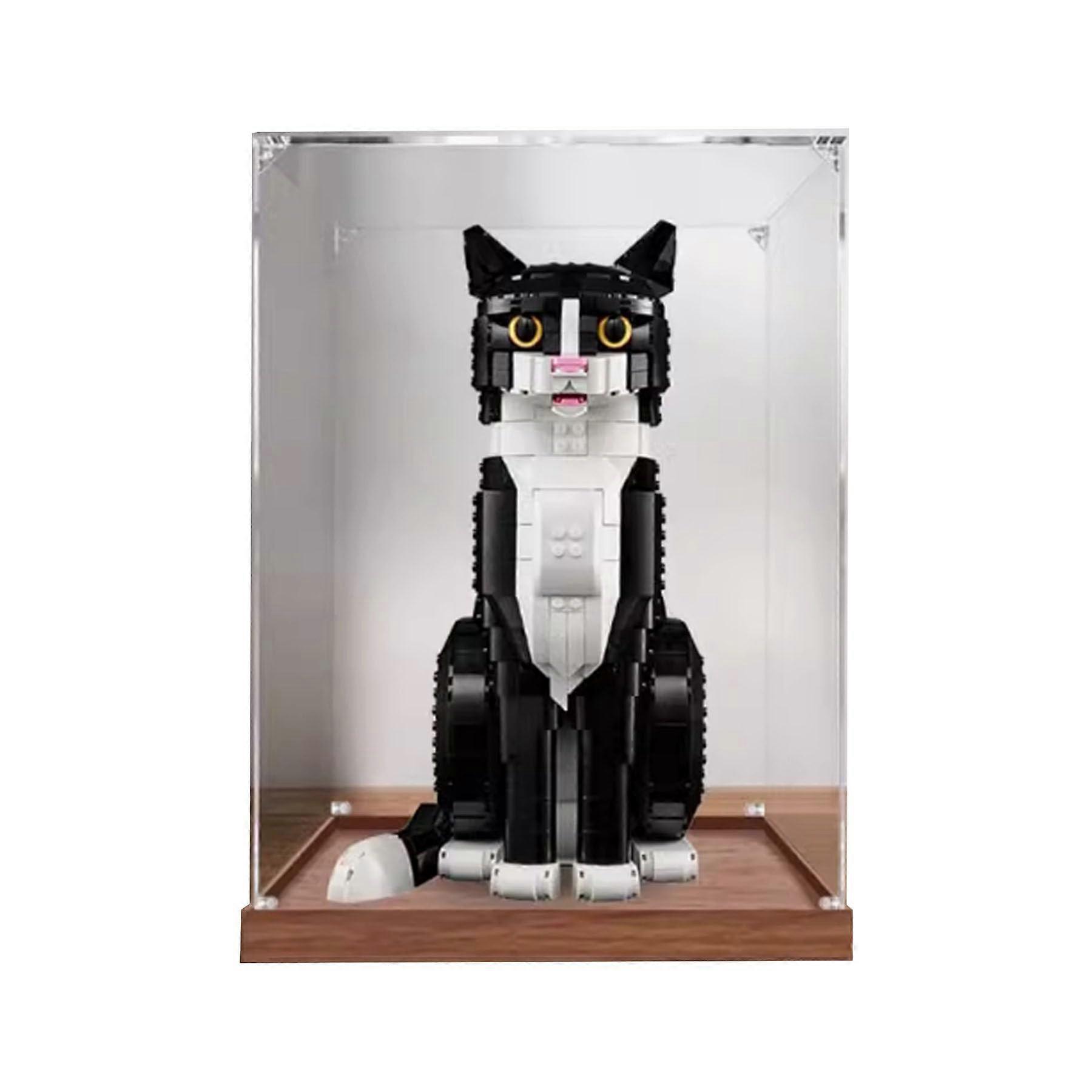 Acrylic Display Case Compatible with  21349 Tuxedo Cat, Dustproof Full Coverage Crystal Clear Showcase