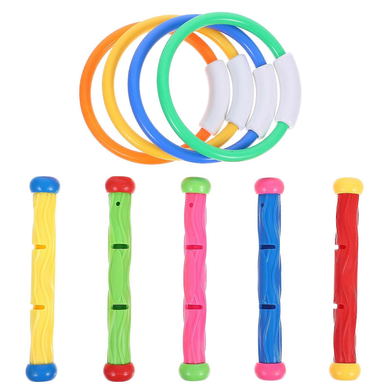 Pool Diving Toys Assorted Color Diving Rings for Playing 9Pcs Underwater Set