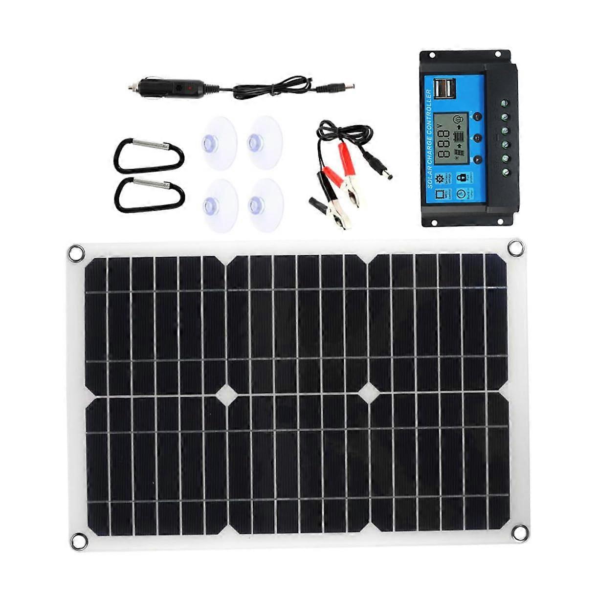 Solar Panel Kit with Controller, Waterproof Dual USB, MultiDevice Charging for RV Boat Car Camping