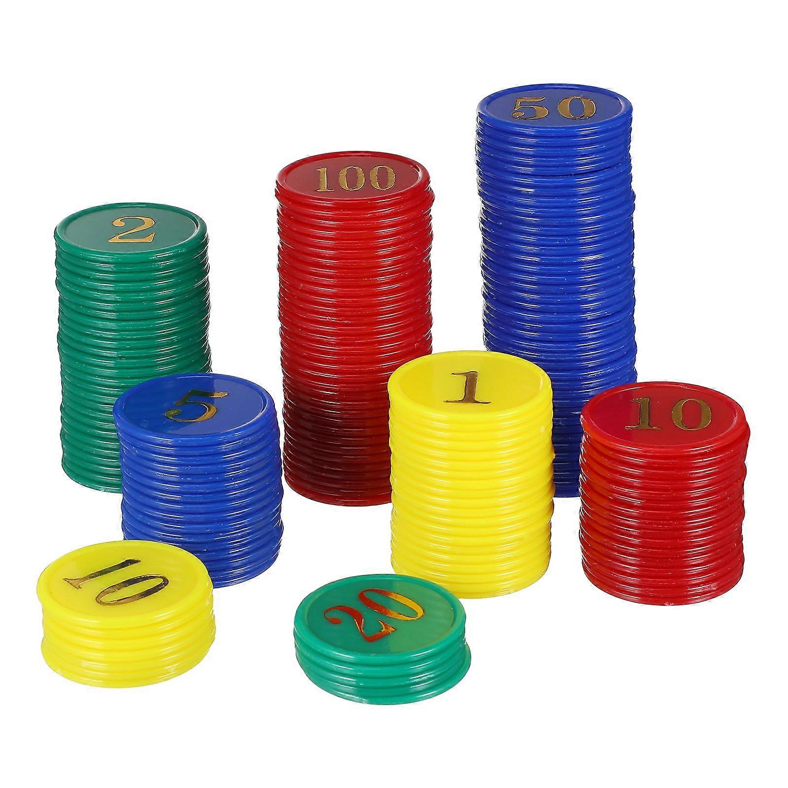 320pcs Plastic Poker Chips Learning Math Counting Chips Number Counting Plastic Chips