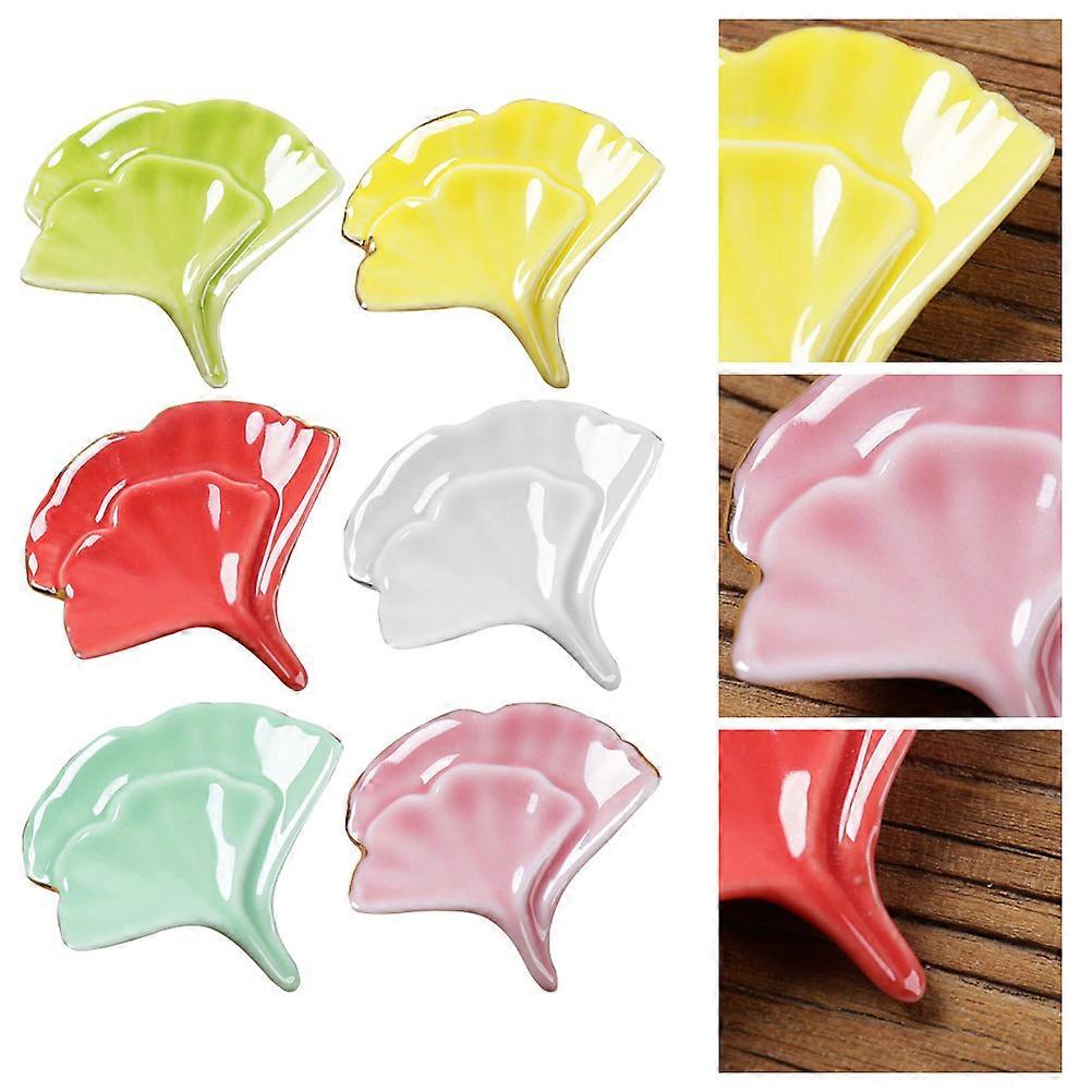 Simulation Leaves Ceramics Chopsticks Rests for Kitchen Use 2Pcs Assorted