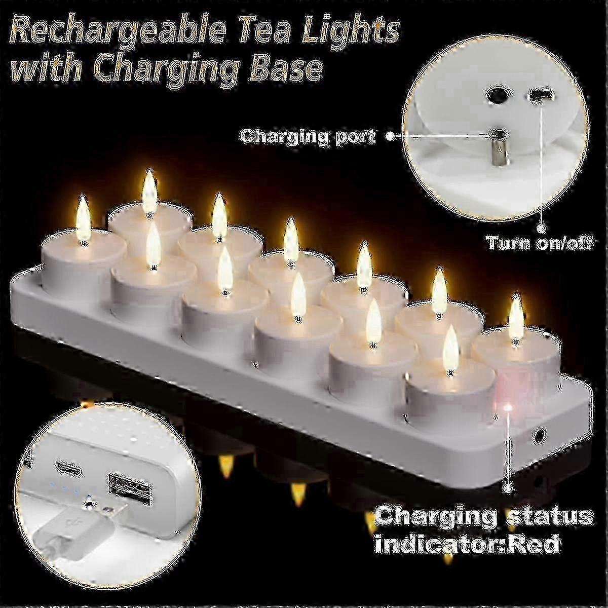 Rechargeable Tea Lights , 12 Pcs Rechargeable btxr