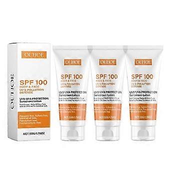 1-3pcs Spf 100, Face , Waterproof Spf 100 Moisturiser Non-greasy Lotion For Face Body, Uvb/uva Protection Sun Cream Spf 100 HY3