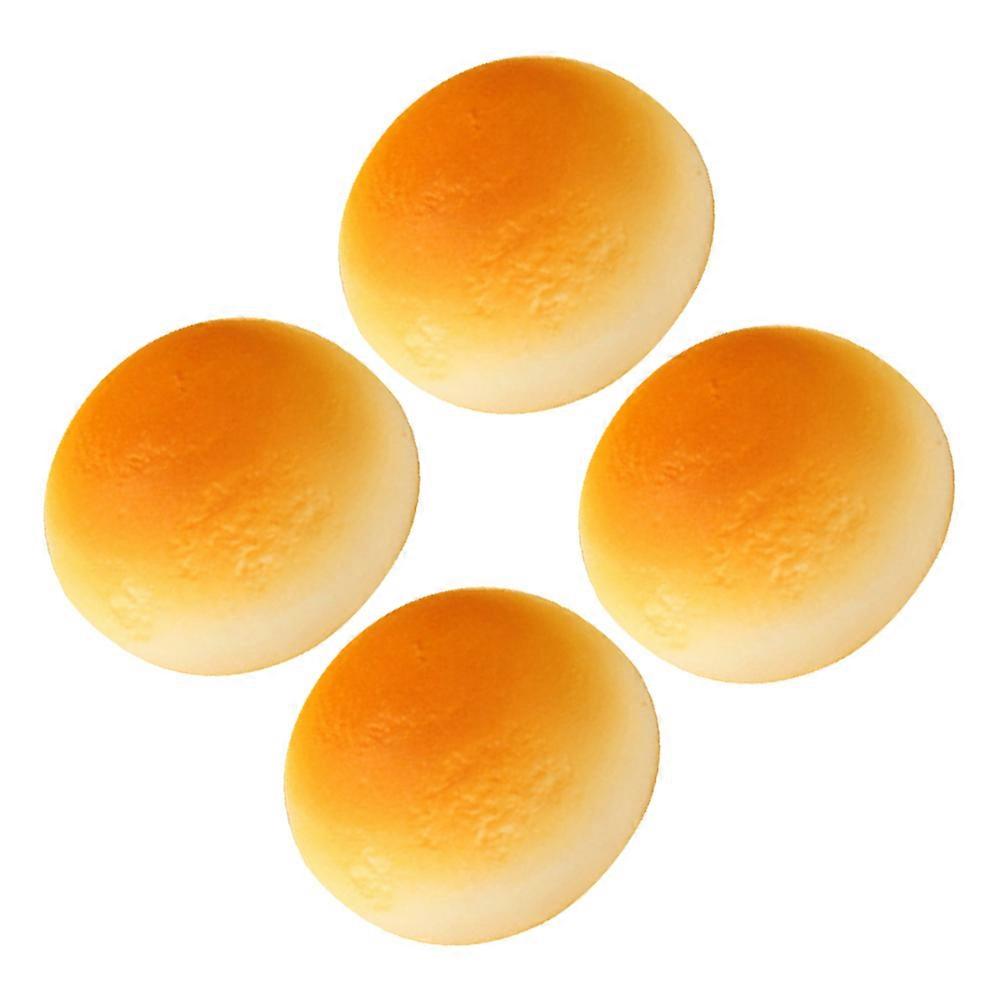 Orange Fake Bread Prop Simulation Bread Model for 4Pcs Decoration PU Material