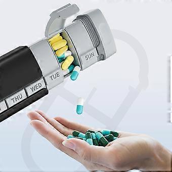 7-Tage-Pillenbox mit großem Fassungsvermögen, Wochen-Reisepillenbox für Erwachsene und Senioren, Grau