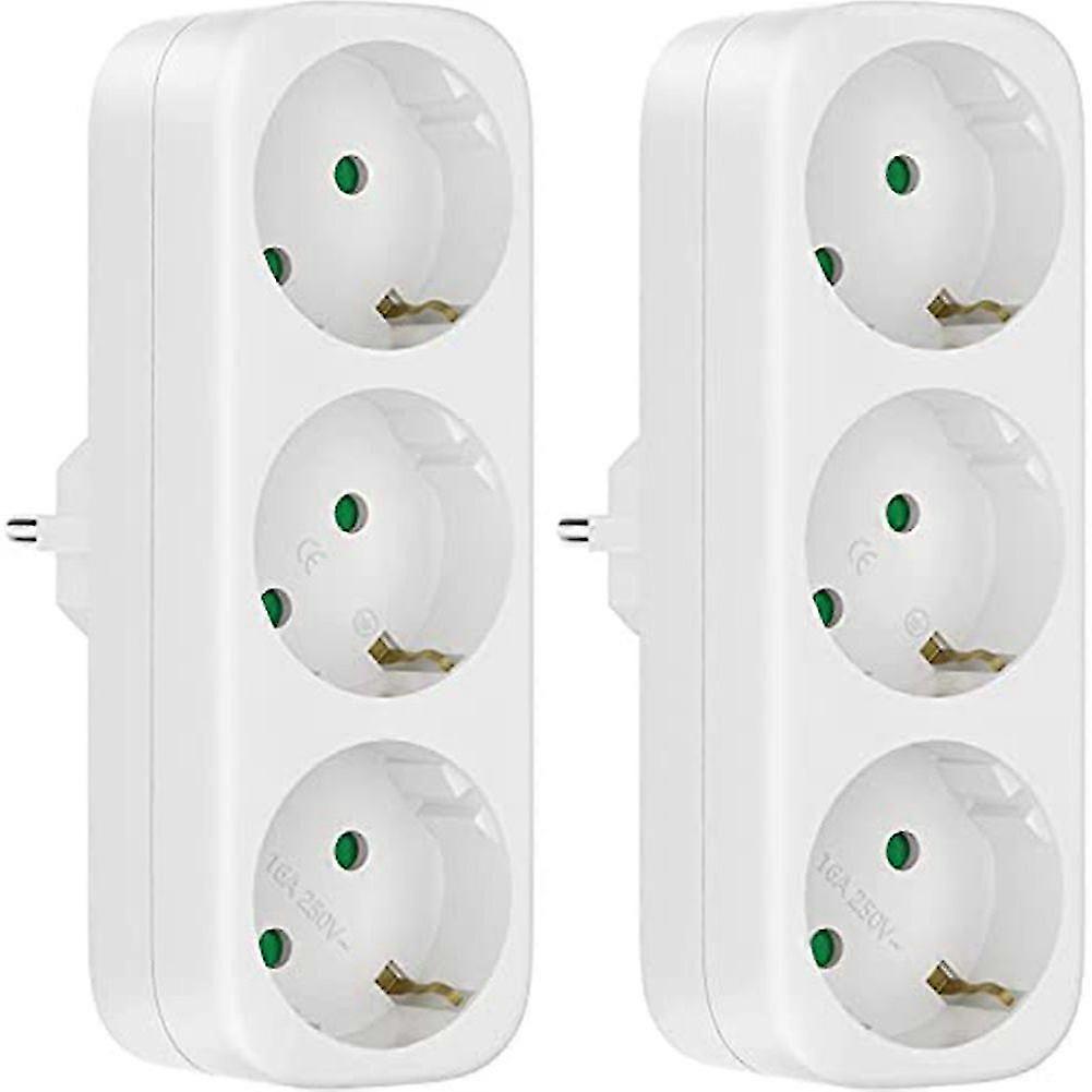 Multi Socket Without Cable, 250V/16A Socket Adapter, Portable Sockets, 3680W Converter Socket EU Plug,2 Pack