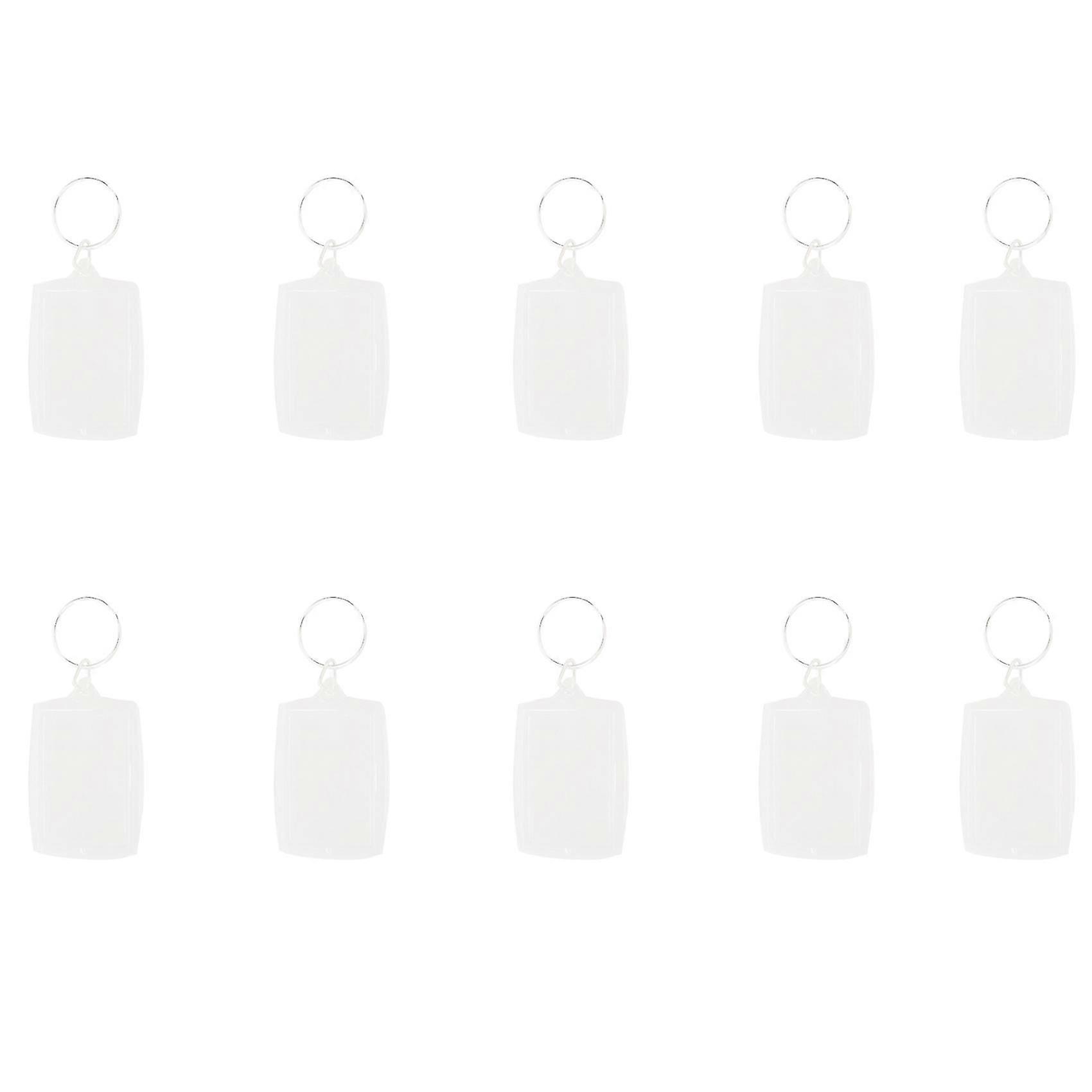 100Pcs Transparent Blank Insert P o Picture Frame Key Ring Split Keychain