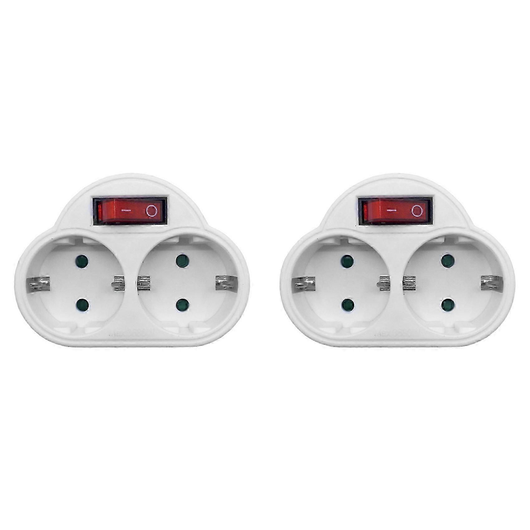 2X EU Standard Multiple Plug 250V 16A Double Socket Conversion Socket with Outlet Switch Plug Power Adapter EU Plug