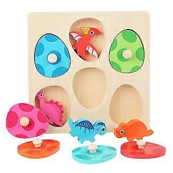 1 Set Wooden Dinosaur Puzzle Set Fun Three-dimensional Cognition Ability Eco-friendly Sorting Game for Kids